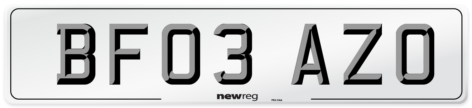 BF03 AZO Number Plate from New Reg
